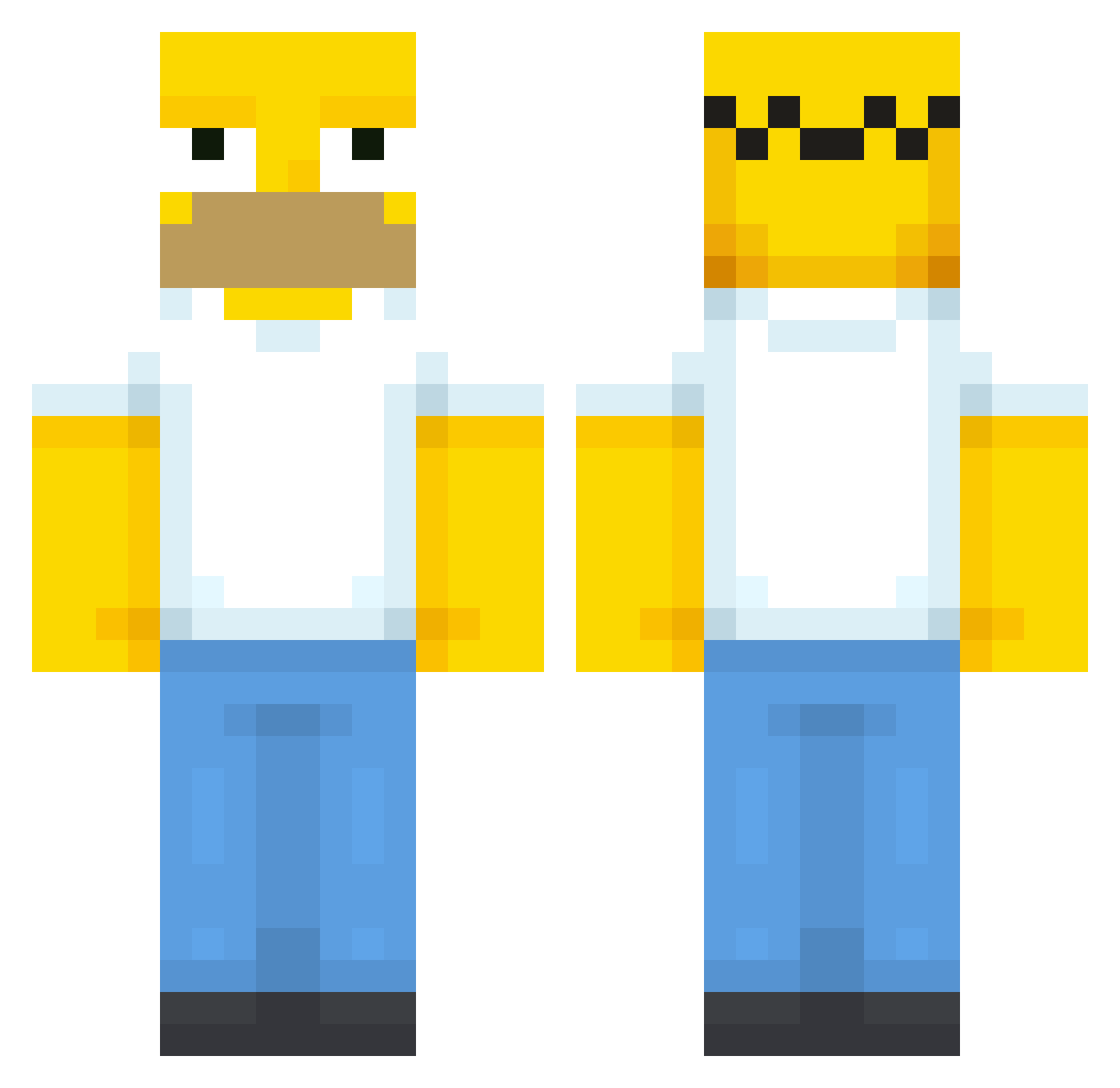 Ninja74G Minecraft skin, front and back view