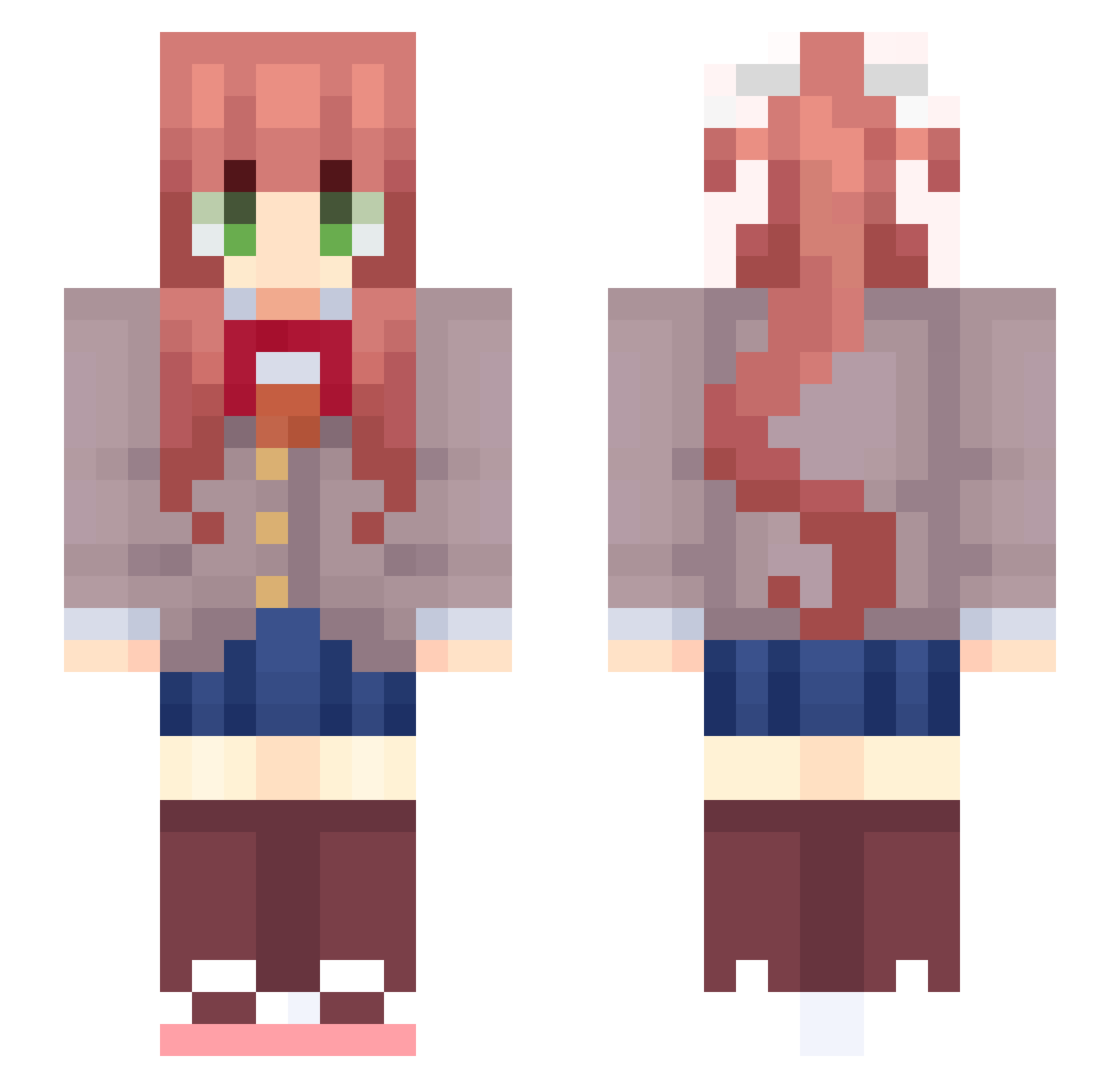 MDITB Minecraft skin, front and back view