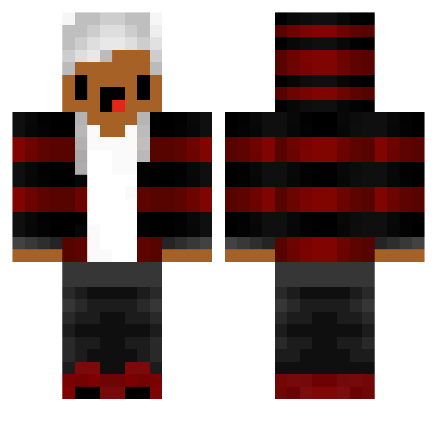 Rawing Minecraft skin, front and back view