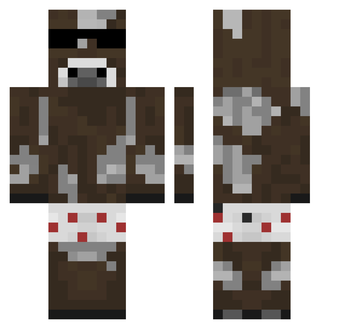 pzrn Minecraft skin, front and back view