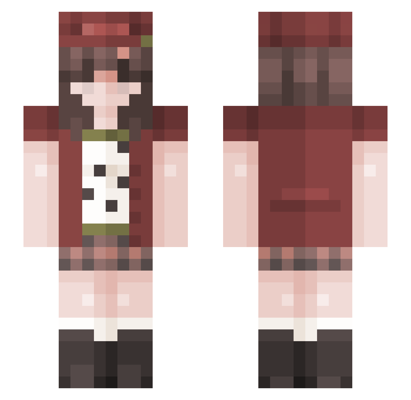 DinoLara Minecraft skin, front and back view