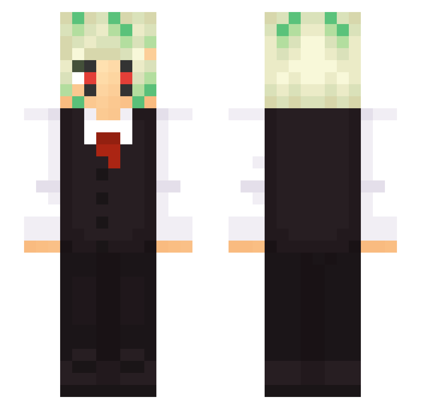 MycroMan67 Minecraft skin, front and back view