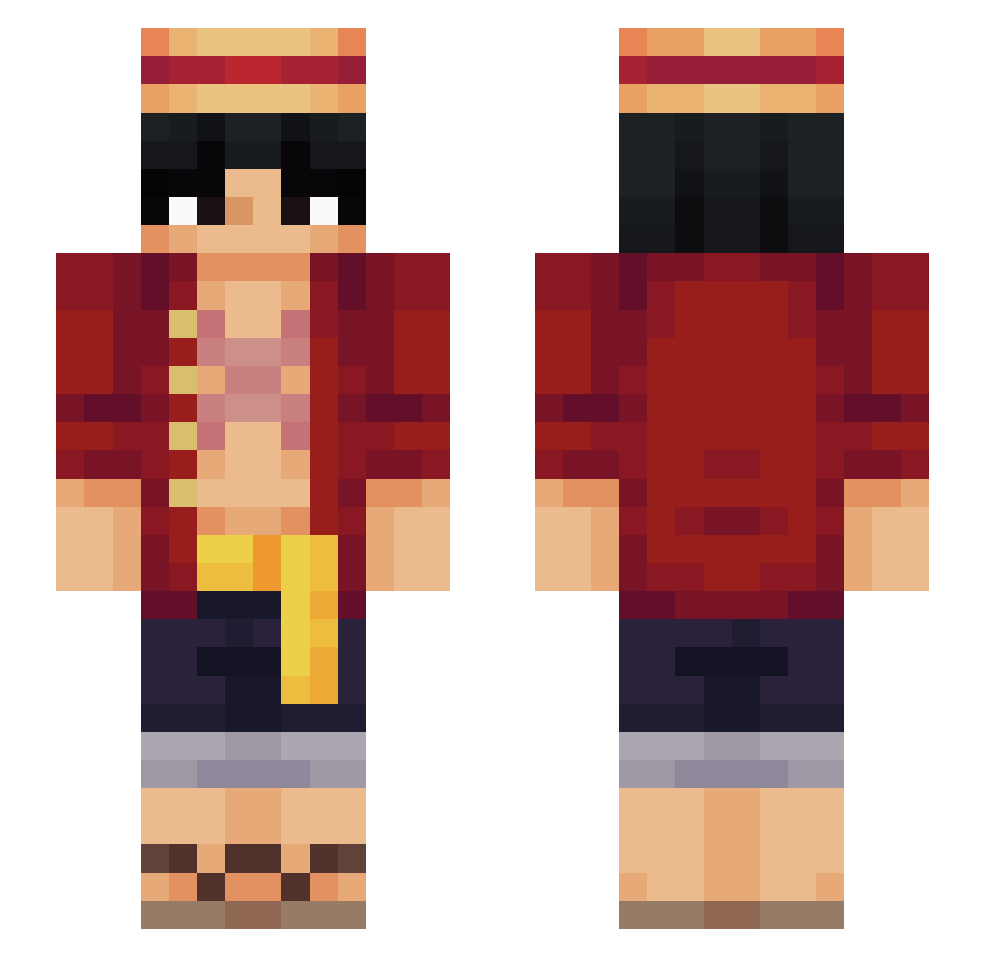 dazks Minecraft skin, front and back view