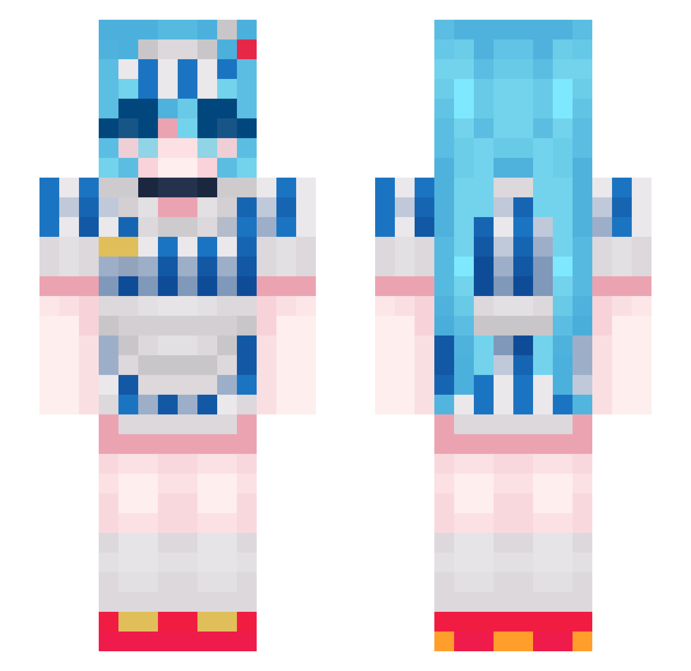 flowersinacasket Minecraft skin, front and back view