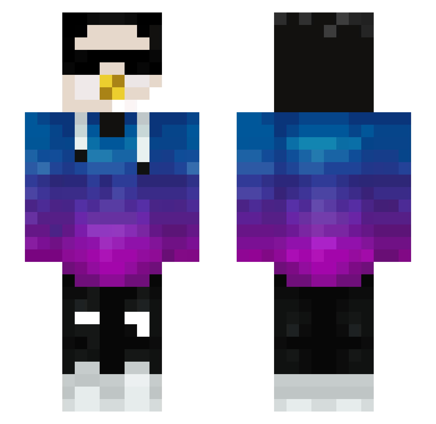 xKedi Minecraft skin, front and back view