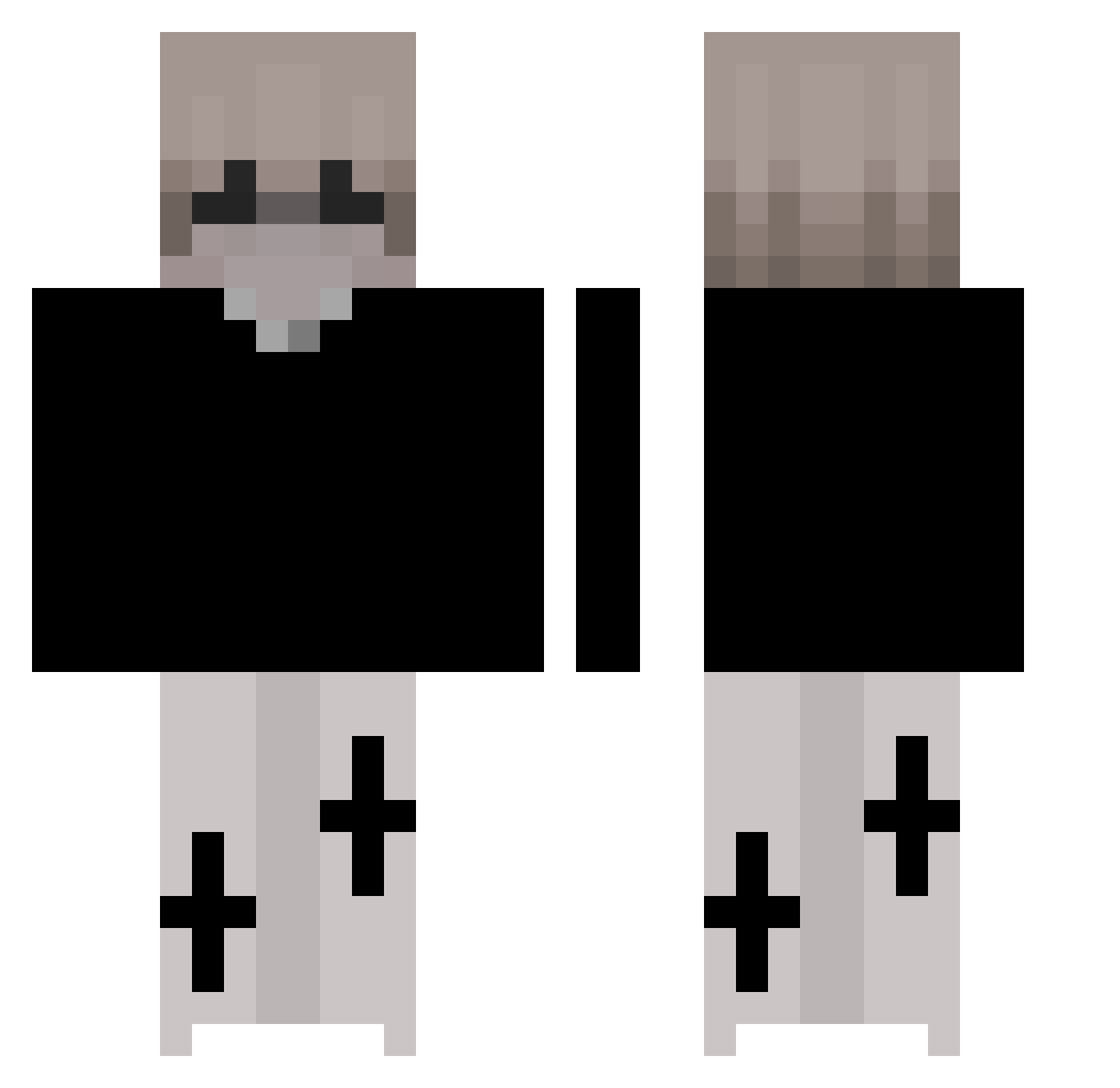 pixzarz Minecraft skin, front and back view