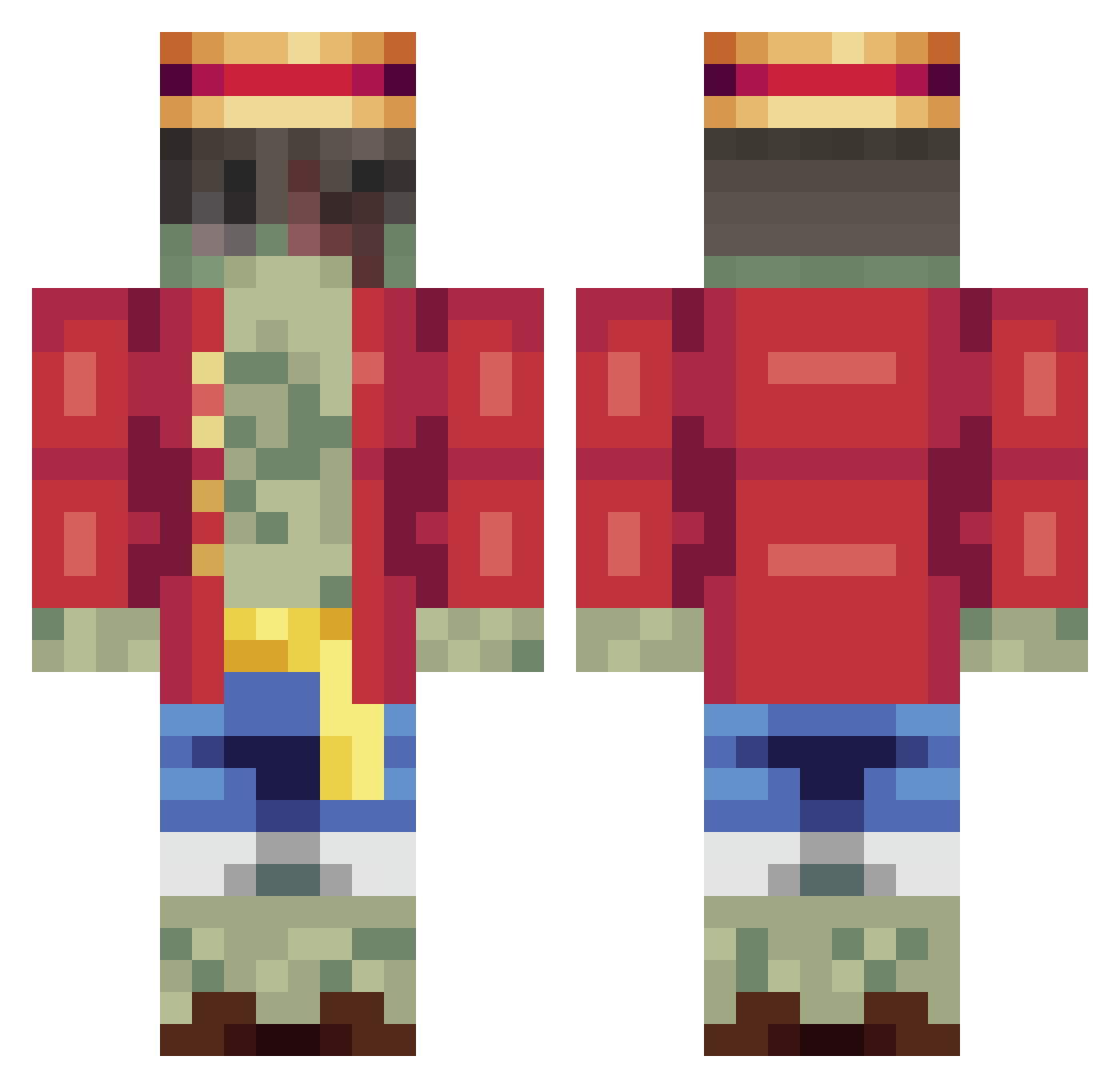 Rarwr Minecraft skin, front and back view