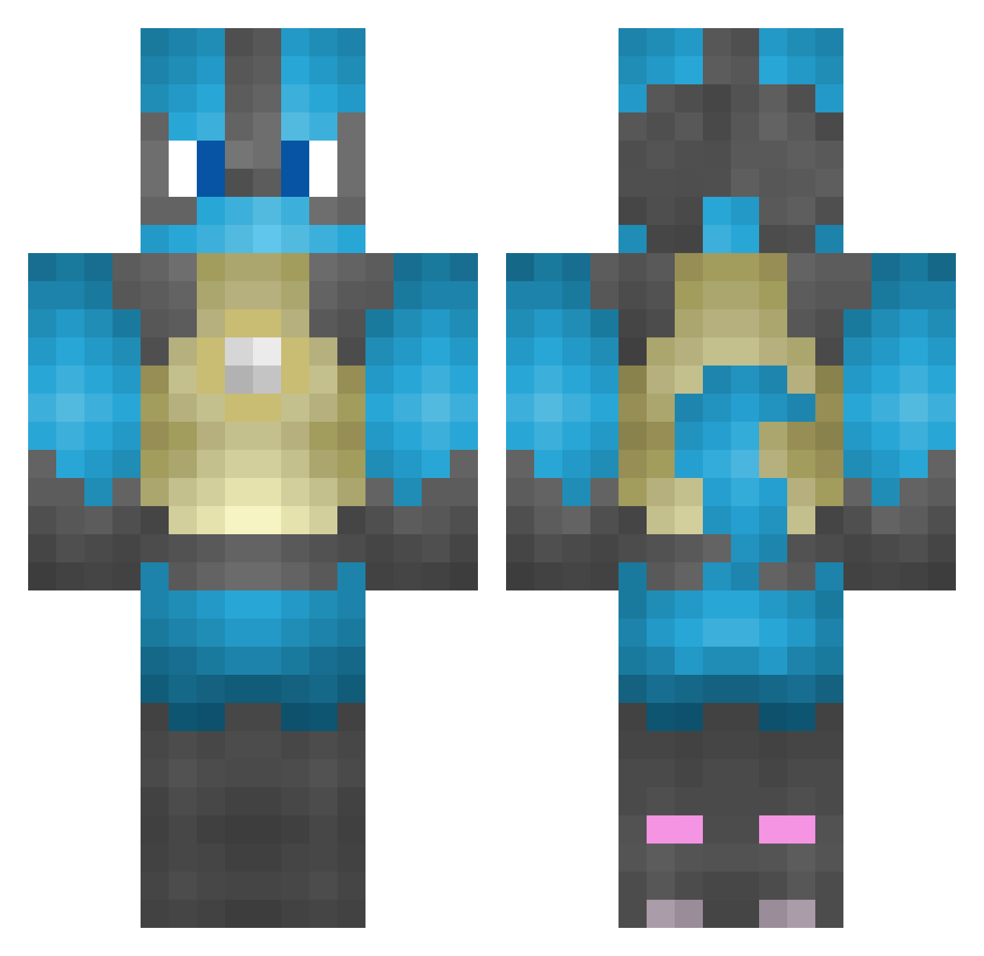 ThiccManatee69 Minecraft skin, front and back view