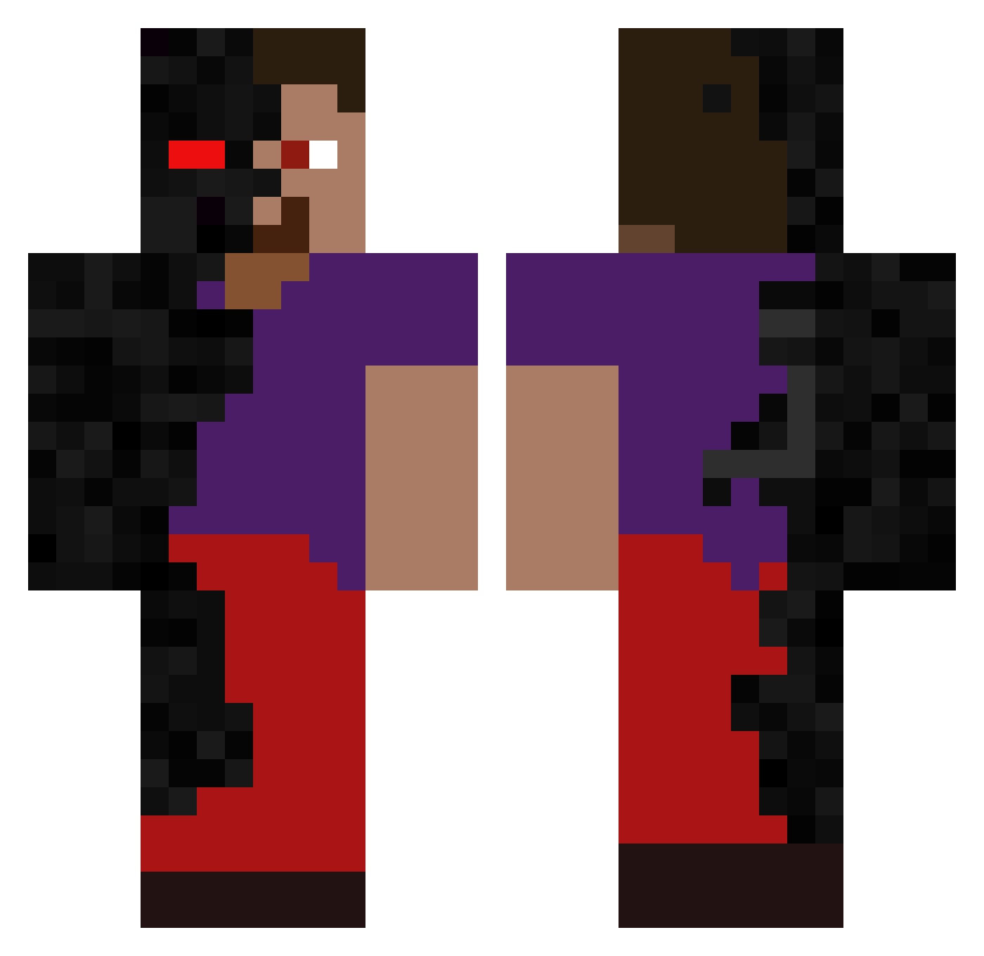 Dark_guerrero Minecraft skin, front and back view