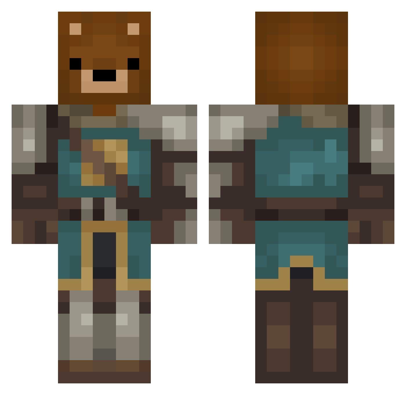 Claykk Minecraft skin, front and back view