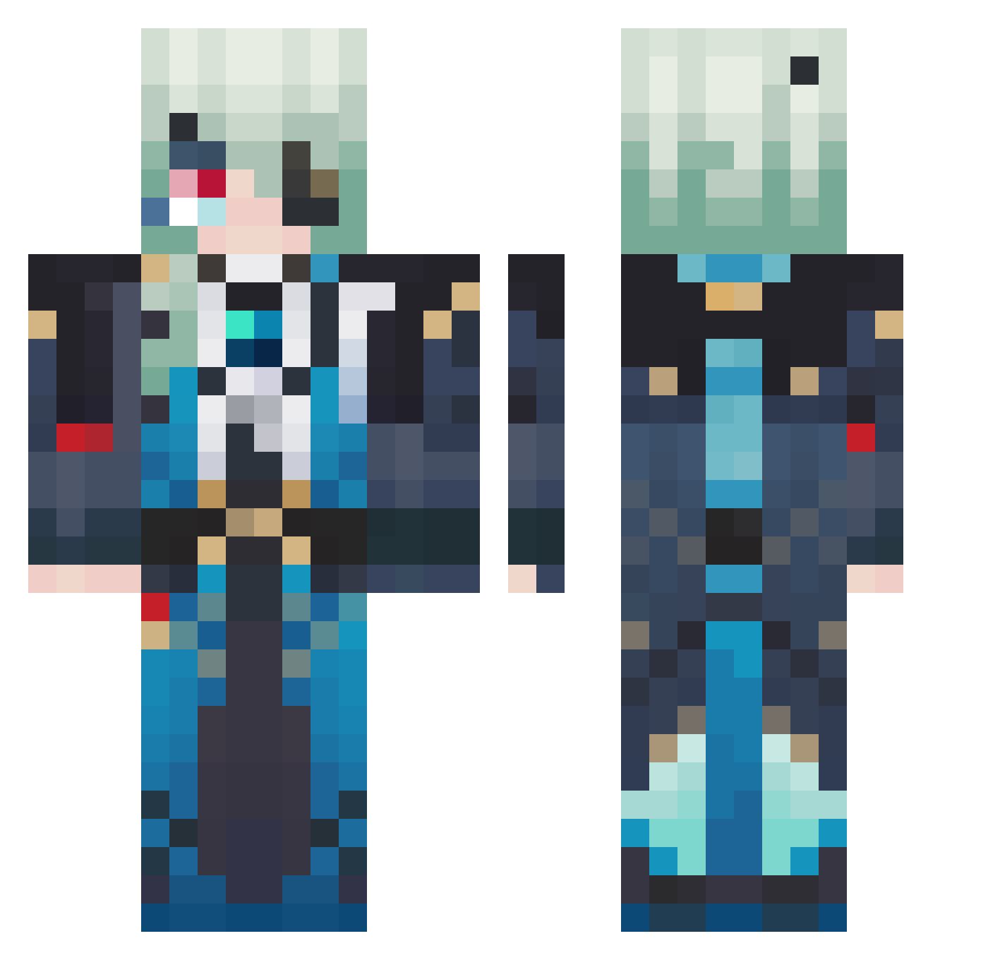 Nxmble Minecraft skin, front and back view