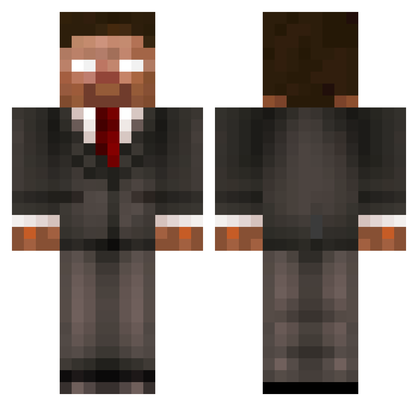 MCherobrin Minecraft skin, front and back view