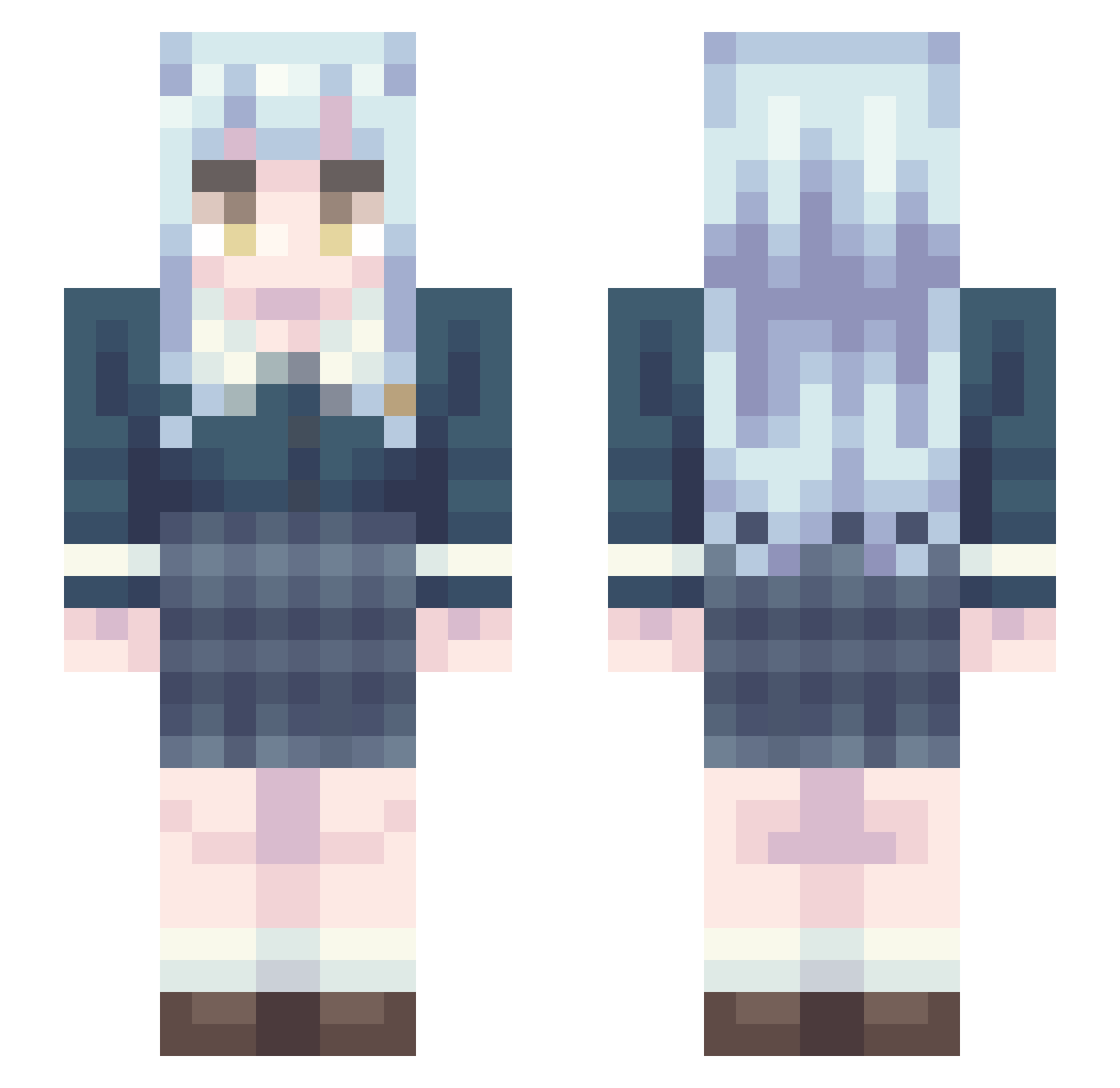 ShiinaSakiko Minecraft skin, front and back view