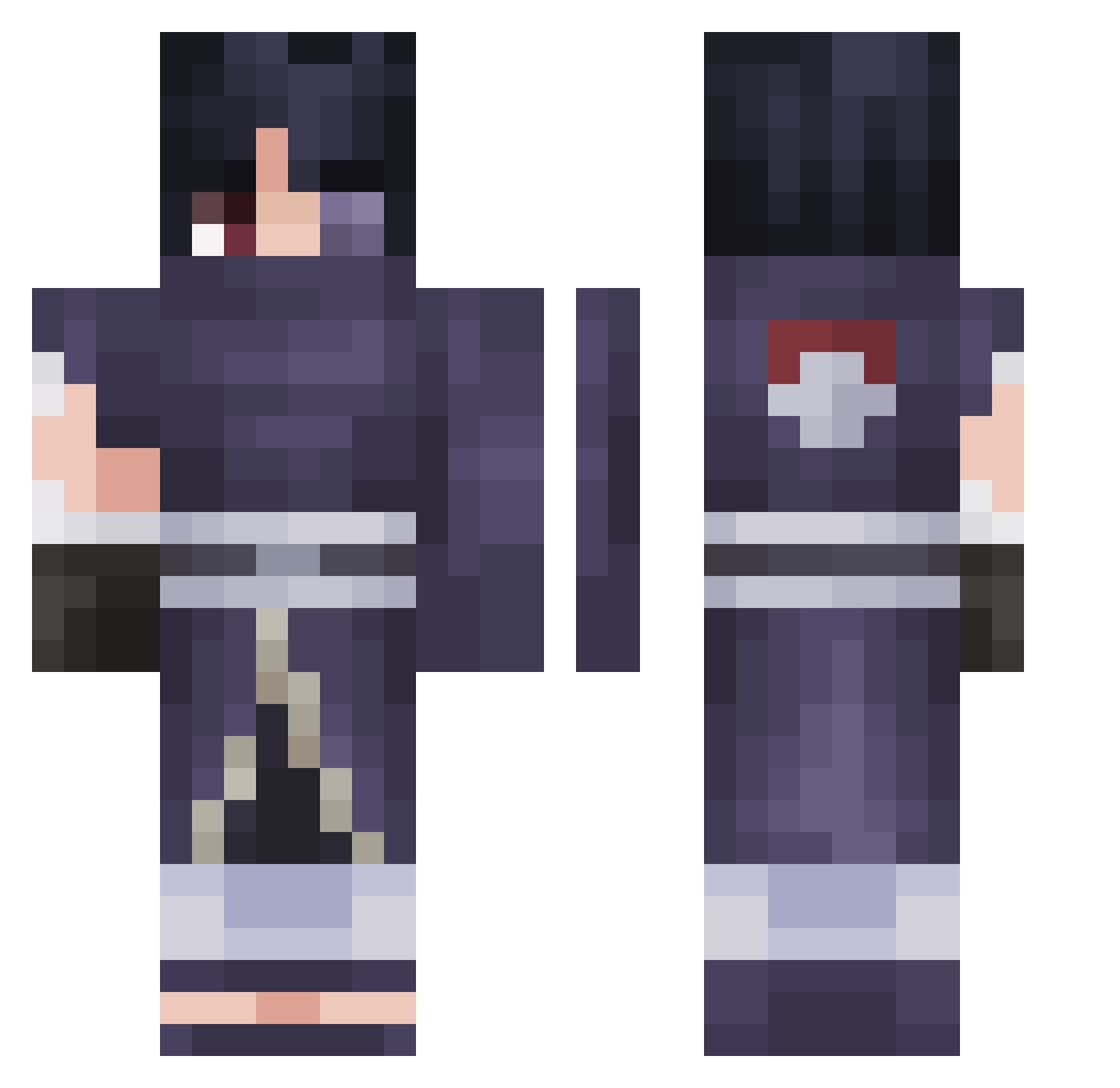 reliez Minecraft skin, front and back view