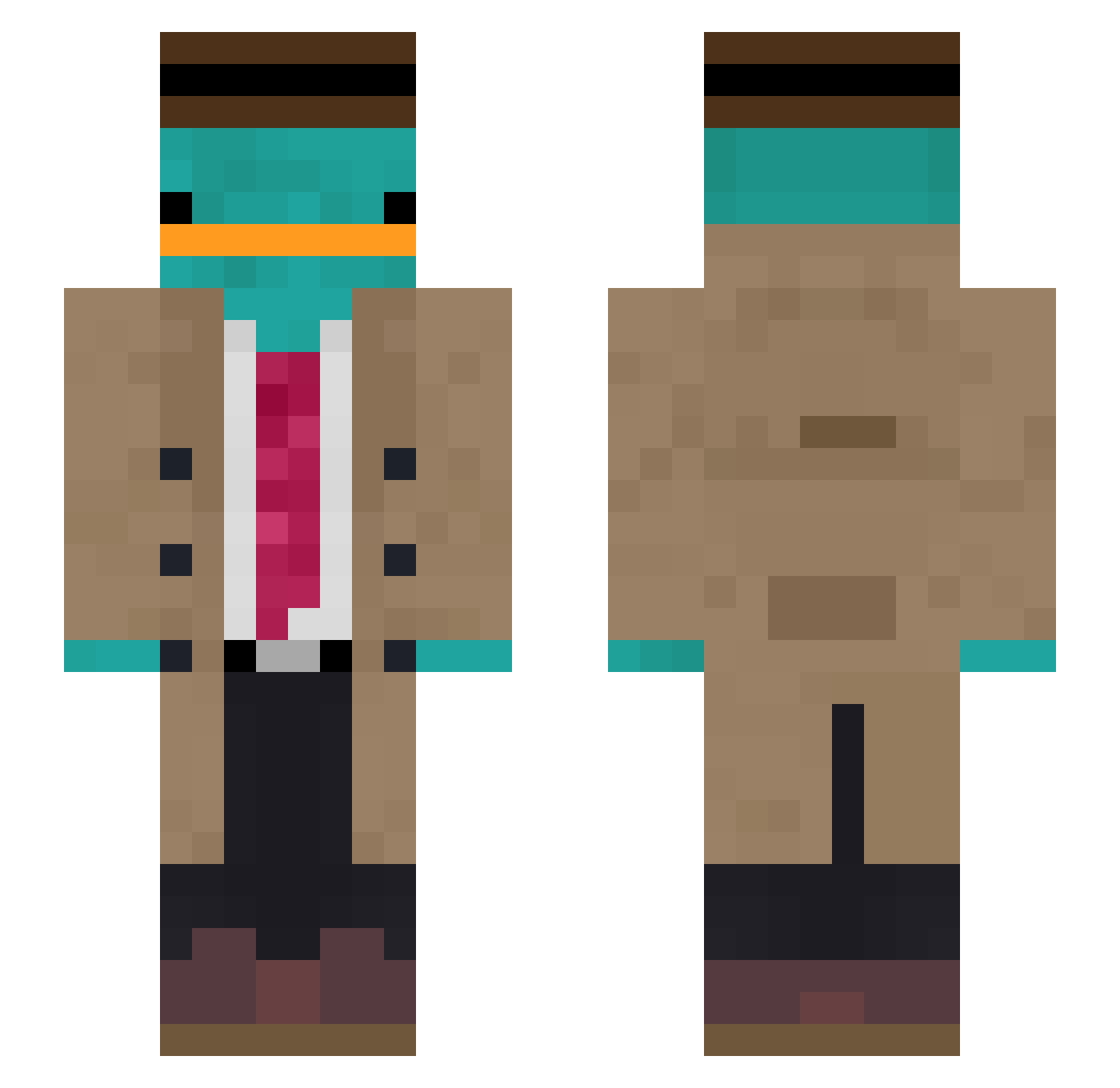 teki006 Minecraft skin, front and back view