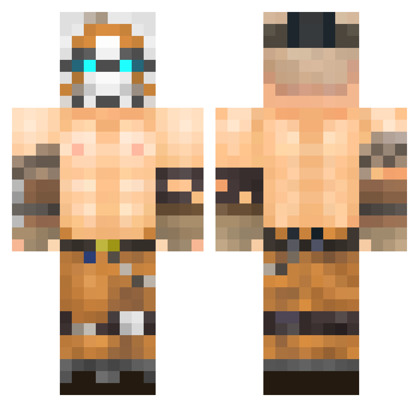 dUST3Rlb Minecraft skin, front and back view