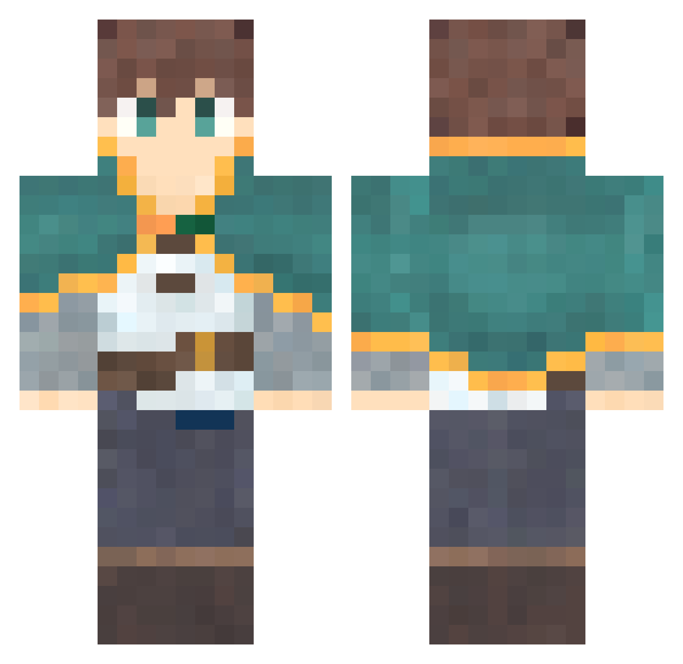TehArchitect Minecraft skin, front and back view