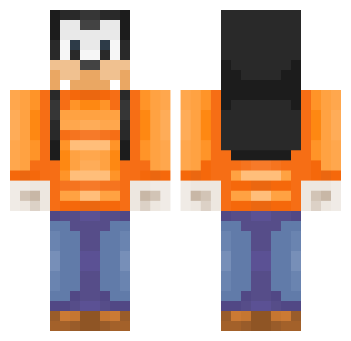 snorelucha Minecraft skin, front and back view
