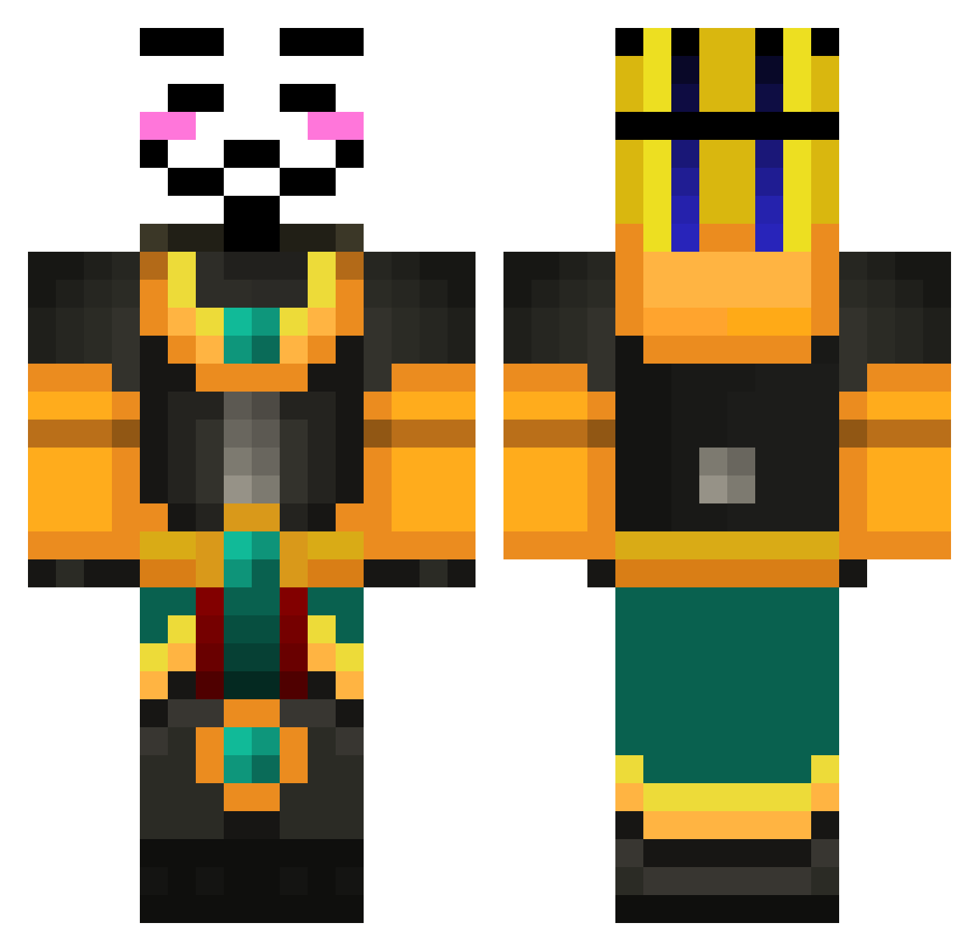 Anubyss001 Minecraft skin, front and back view