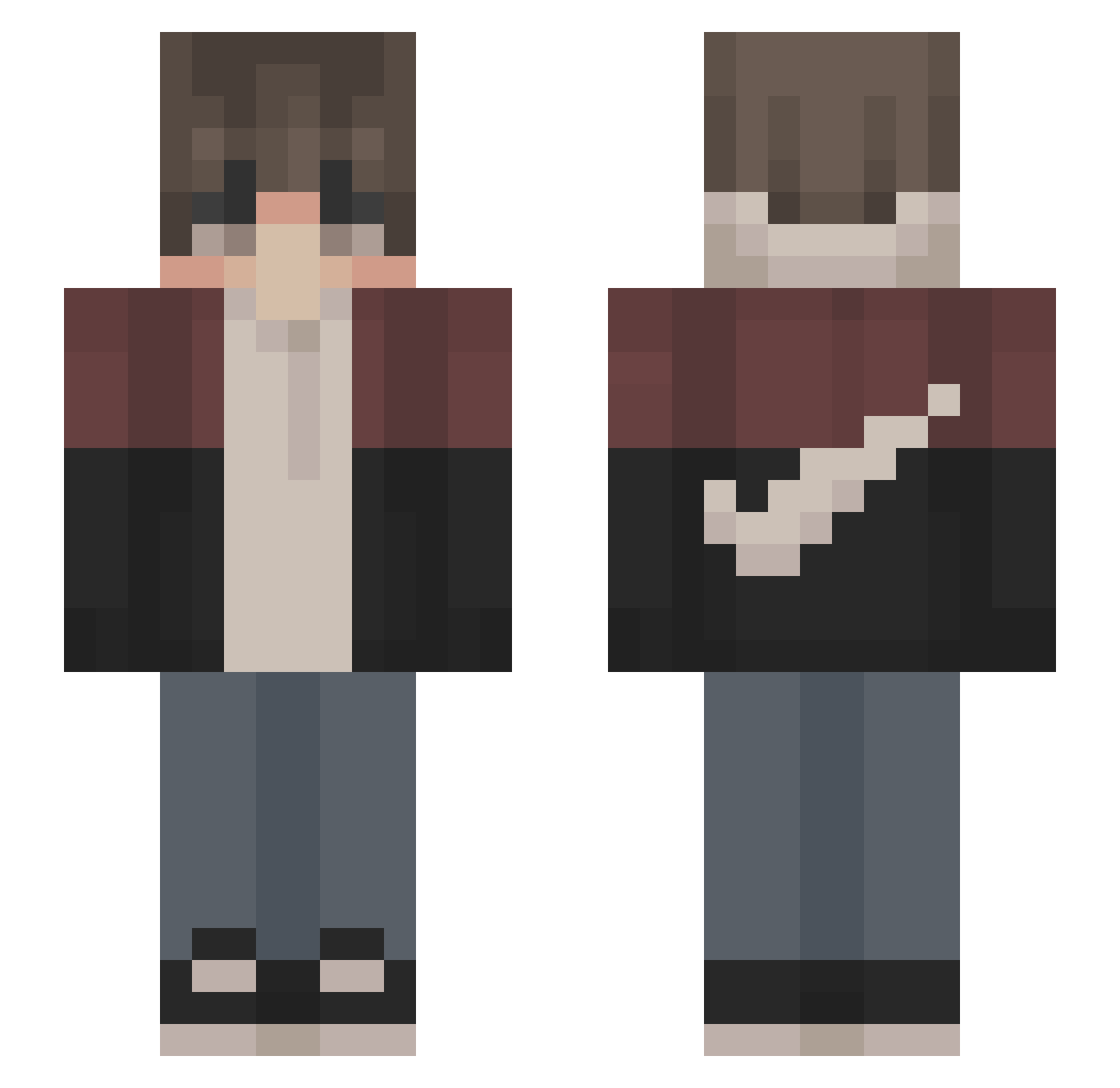 Tobikart Minecraft skin, front and back view