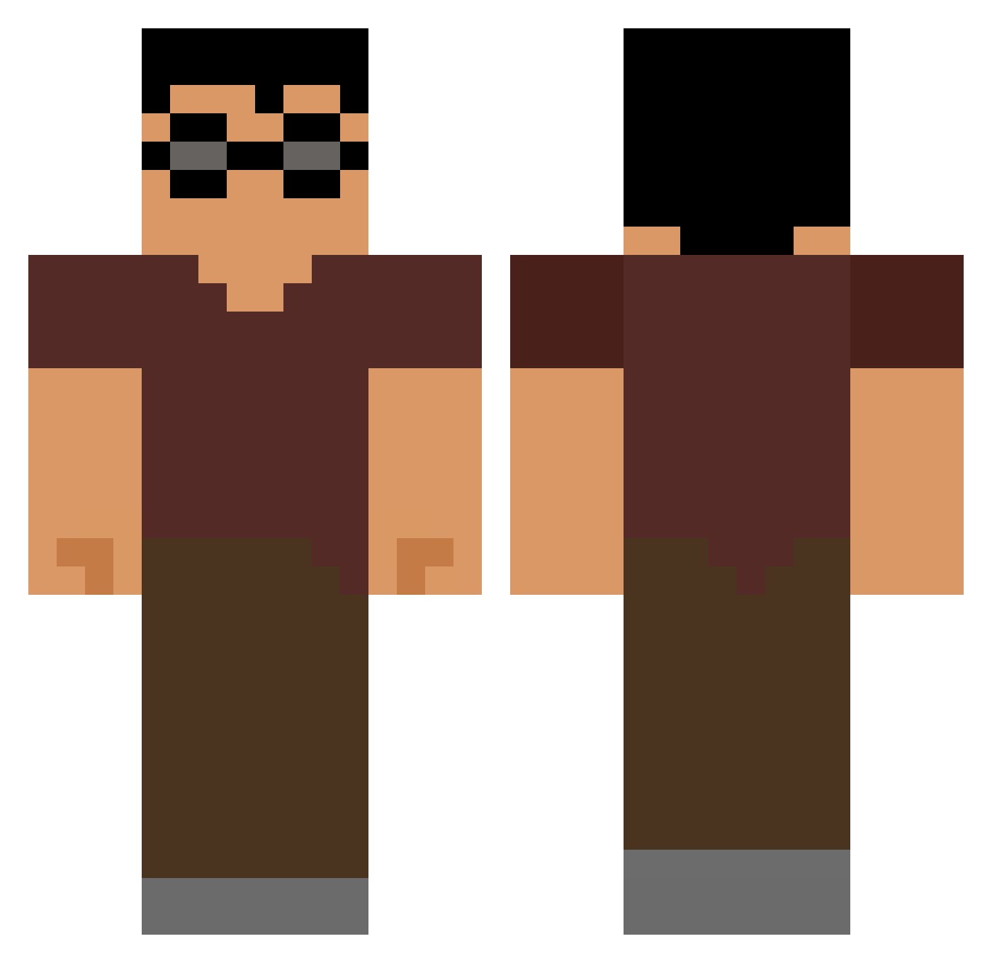 Rajarshi Minecraft skin, front and back view