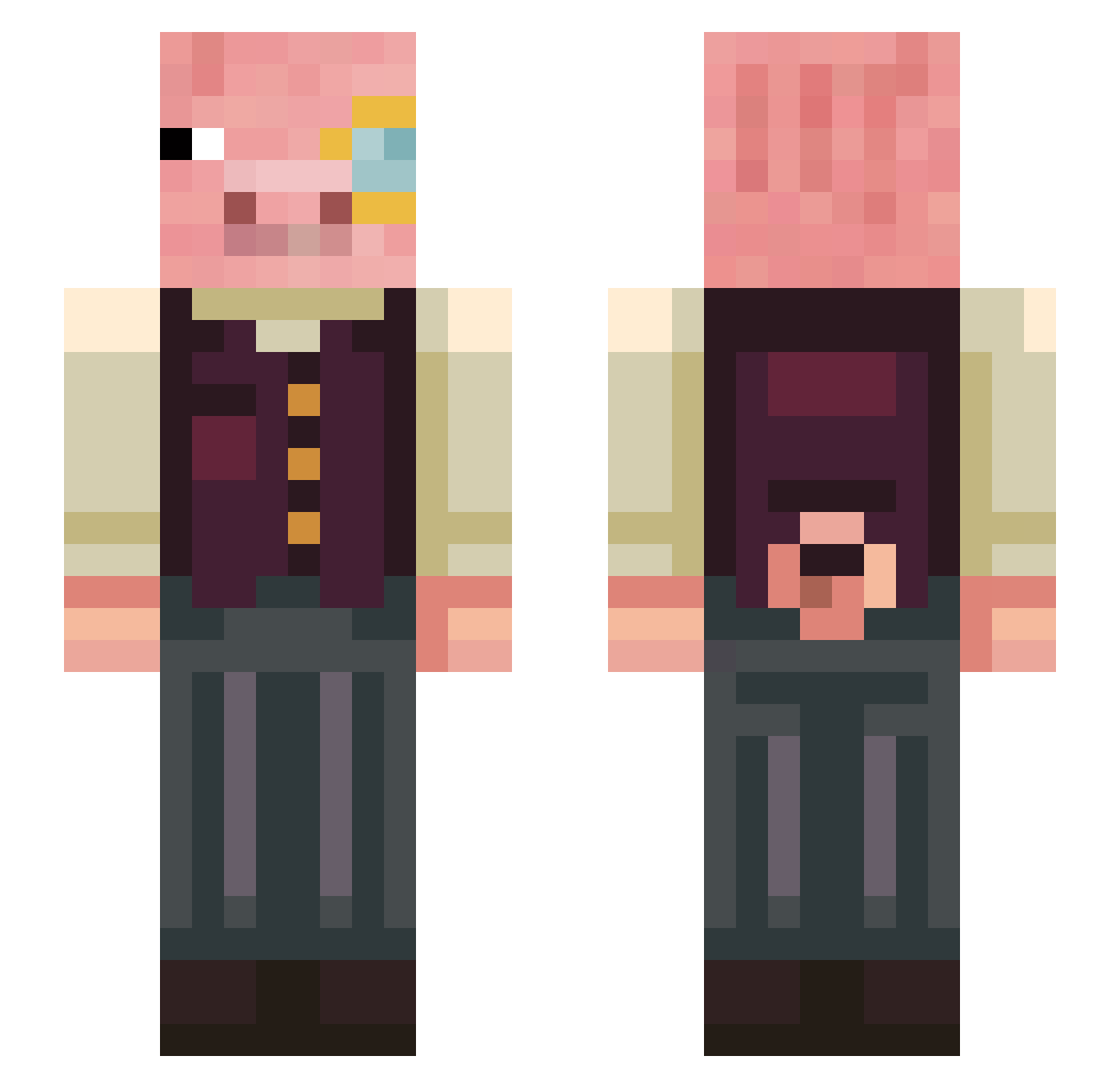 Sukkerbob Minecraft skin, front and back view