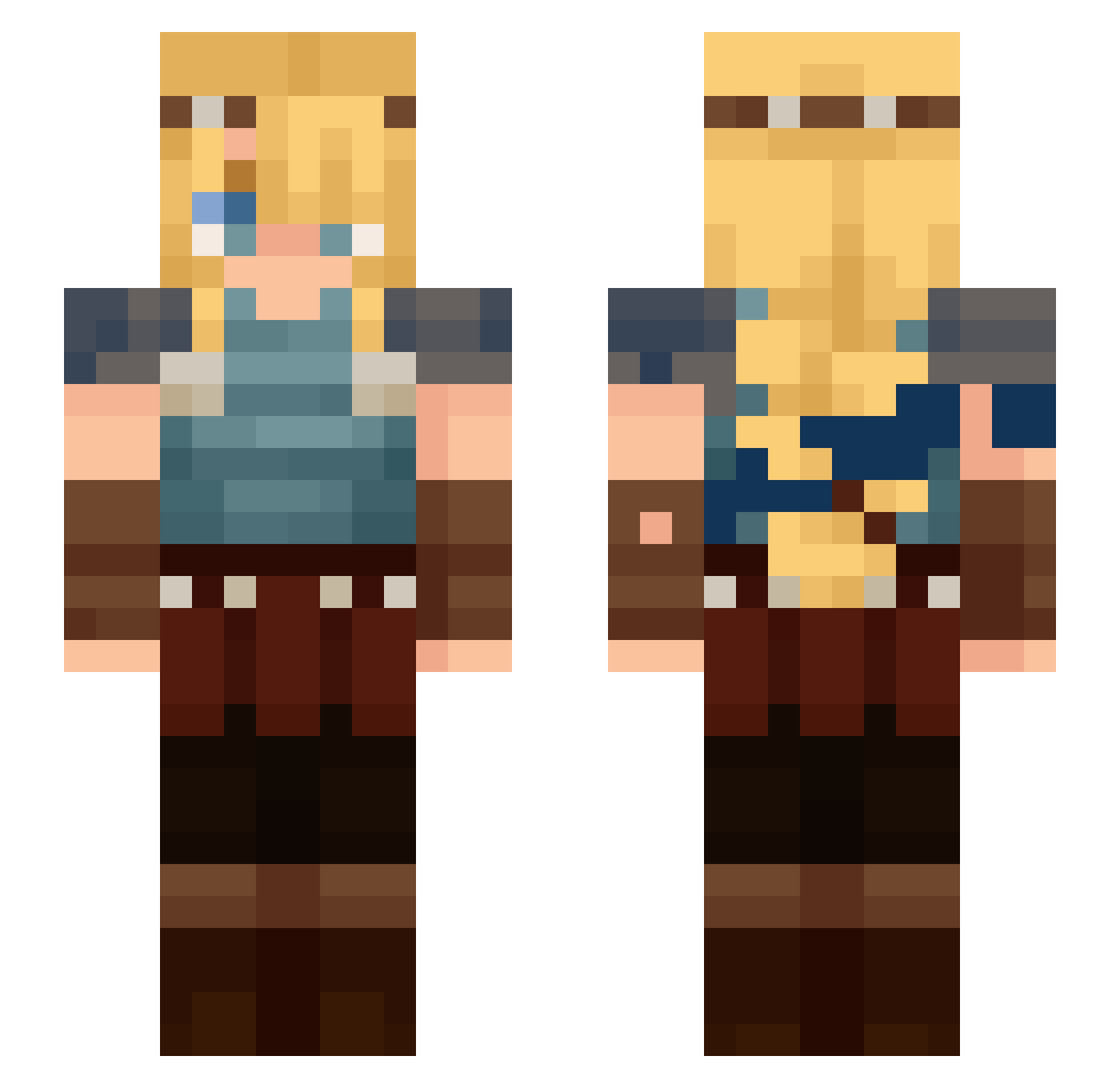 TinyKaptain Minecraft skin, front and back view