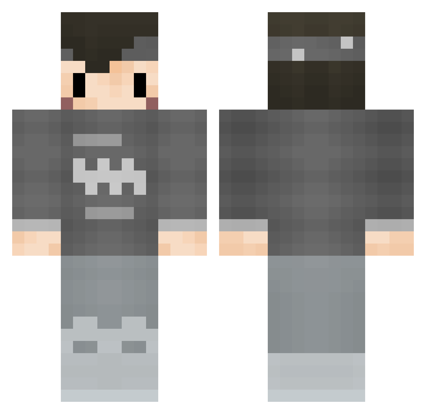 Knopy Minecraft skin, front and back view