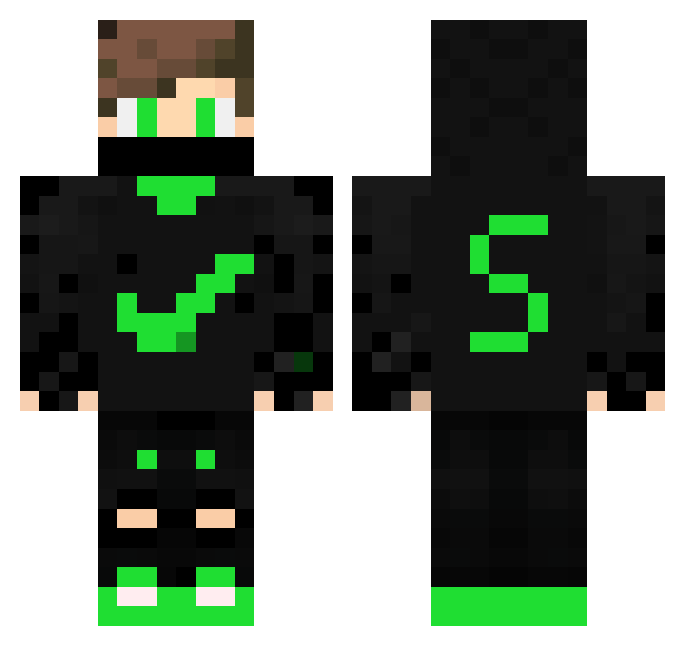 Sadu_YT Minecraft skin, front and back view