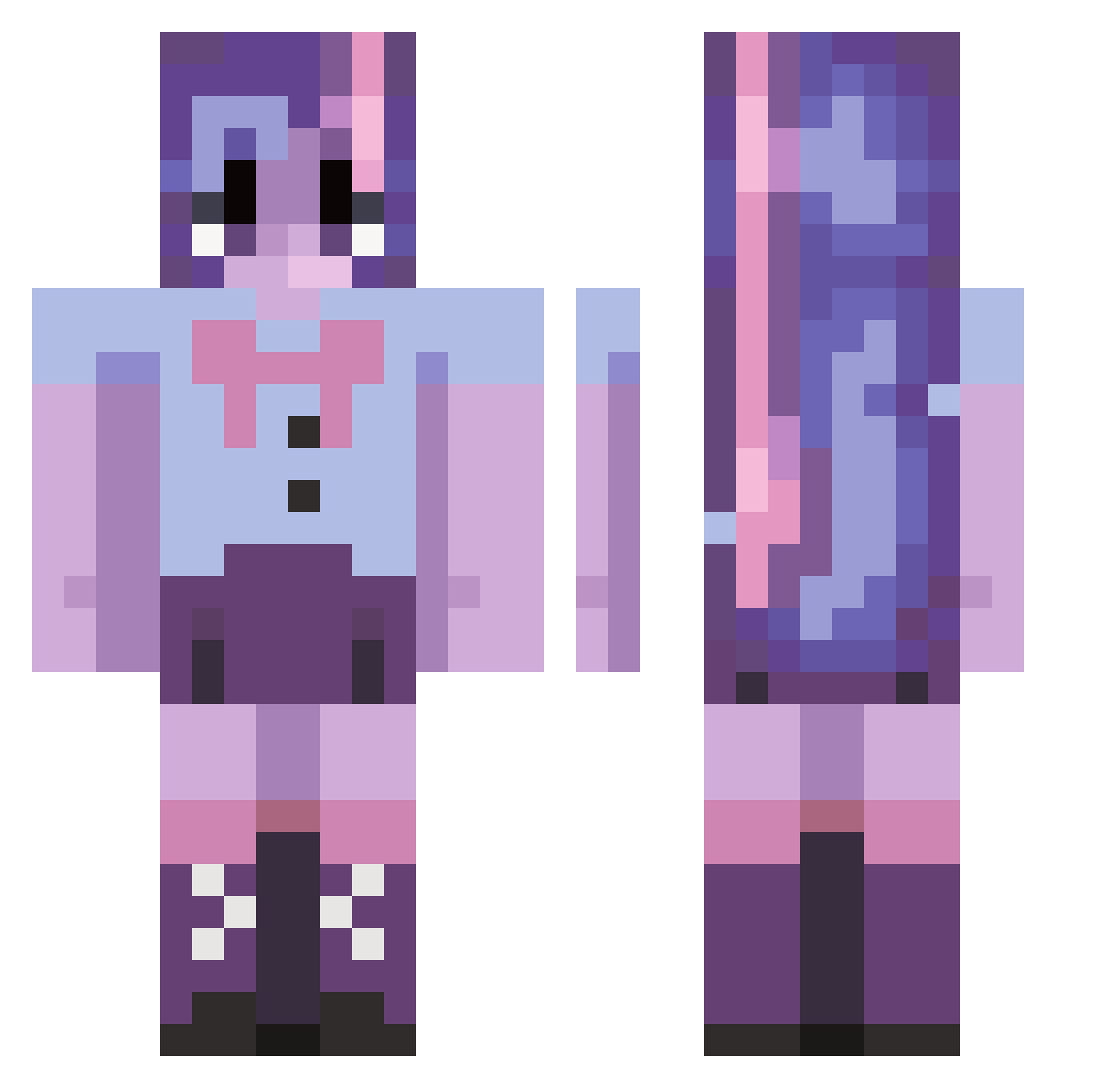 Catcelot Minecraft skin, front and back view