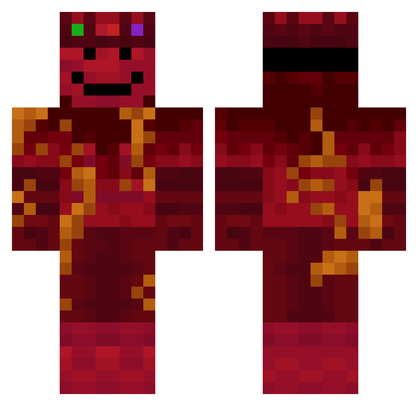 corrupteddragun Minecraft skin, front and back view