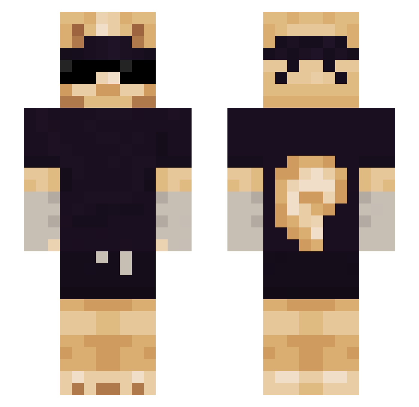 Catoberry Minecraft skin, front and back view