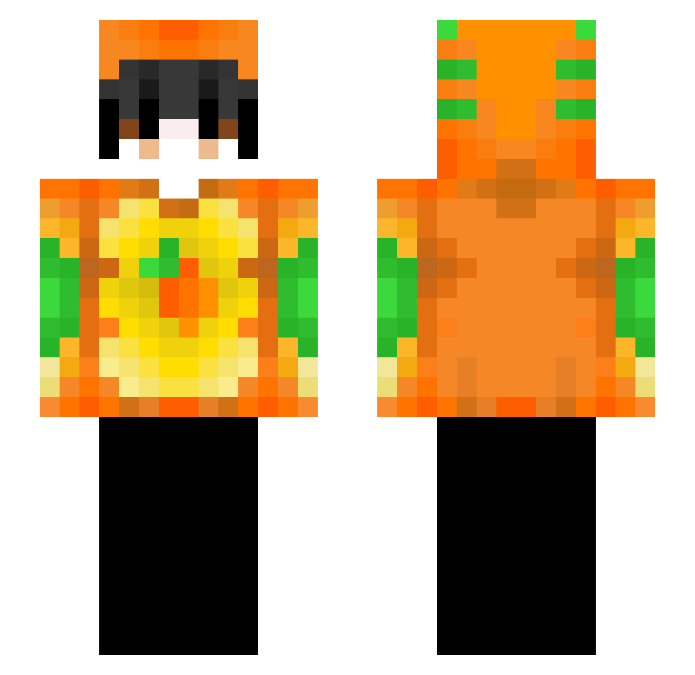 TheSemetic Minecraft skin, front and back view