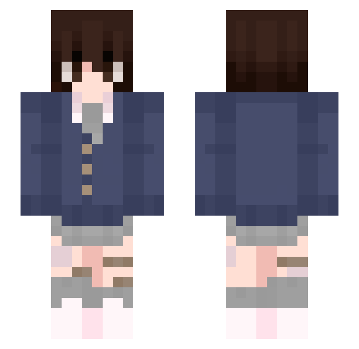 QuibzyYT Minecraft skin, front and back view