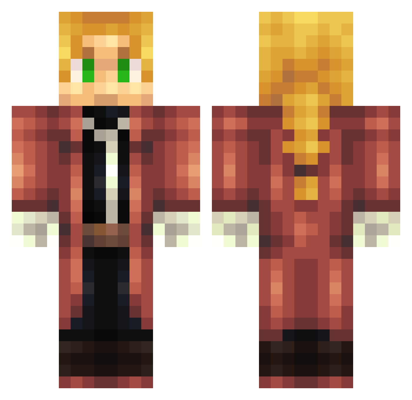 Duppa Minecraft skin, front and back view