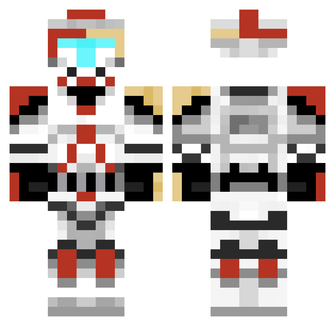 zardude Minecraft skin, front and back view