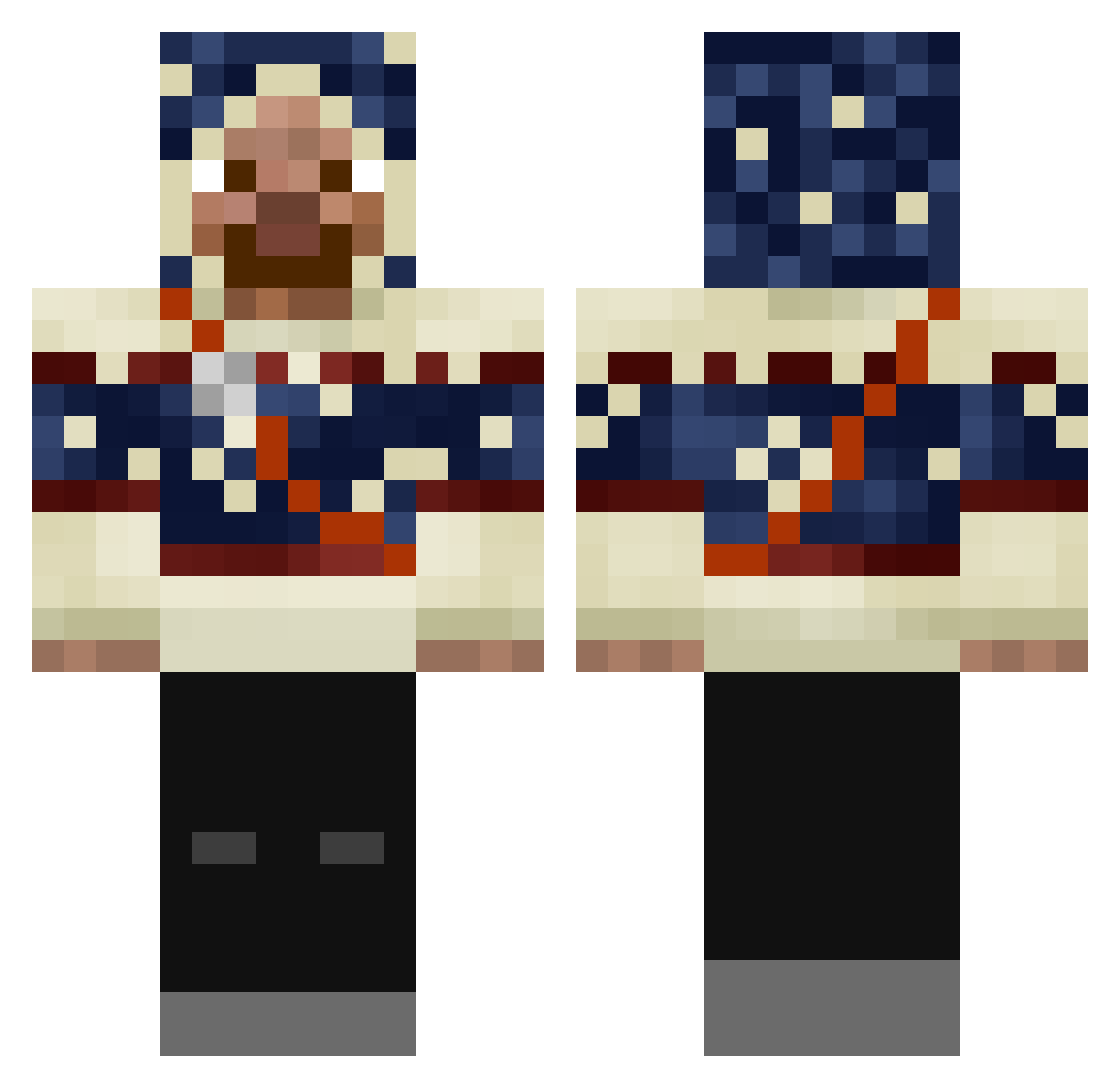 beeep Minecraft skin, front and back view