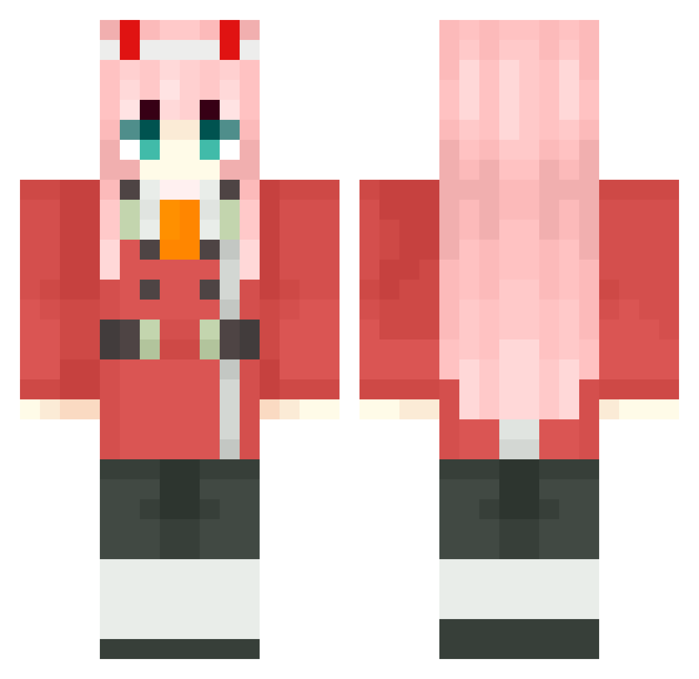 Merrrcy Minecraft skin, front and back view