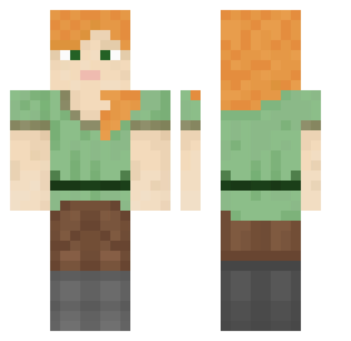 wheyey Minecraft skin, front and back view