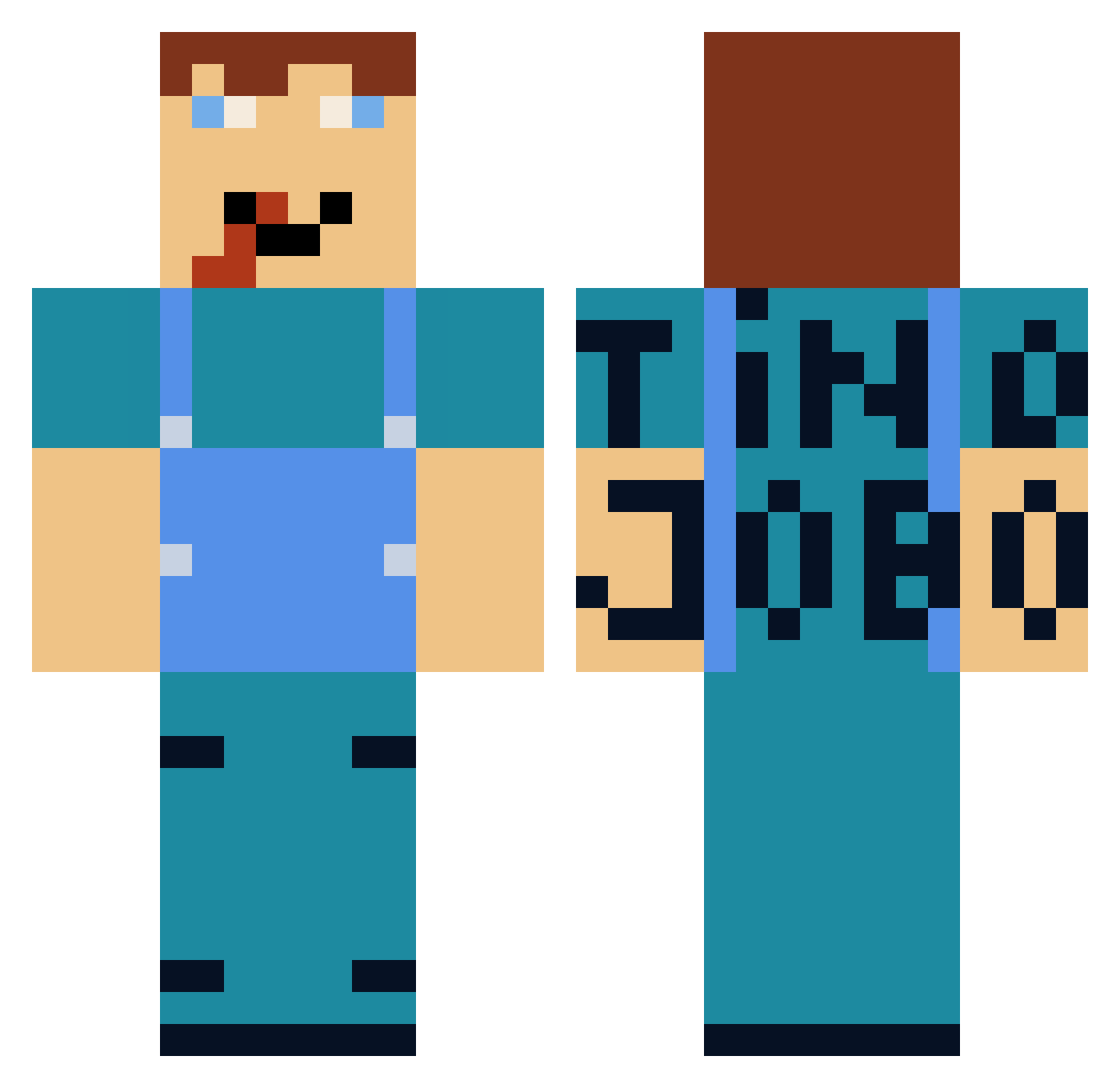 Tinojobo Minecraft skin, front and back view