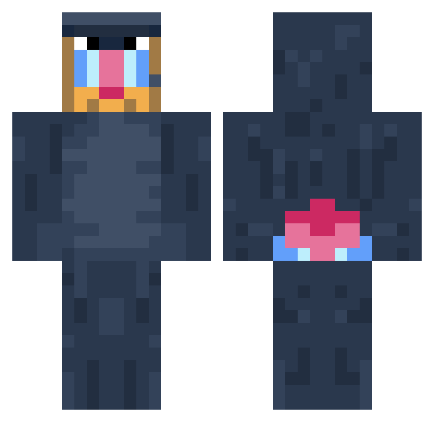 TheKirao Minecraft skin, front and back view