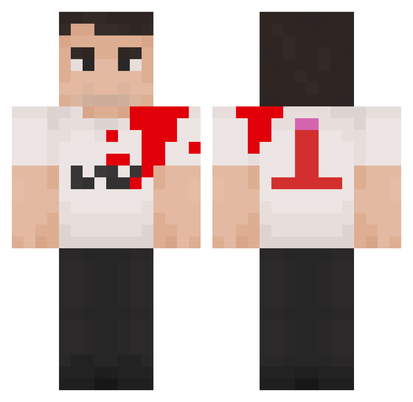 JustTheRoman Minecraft skin, front and back view