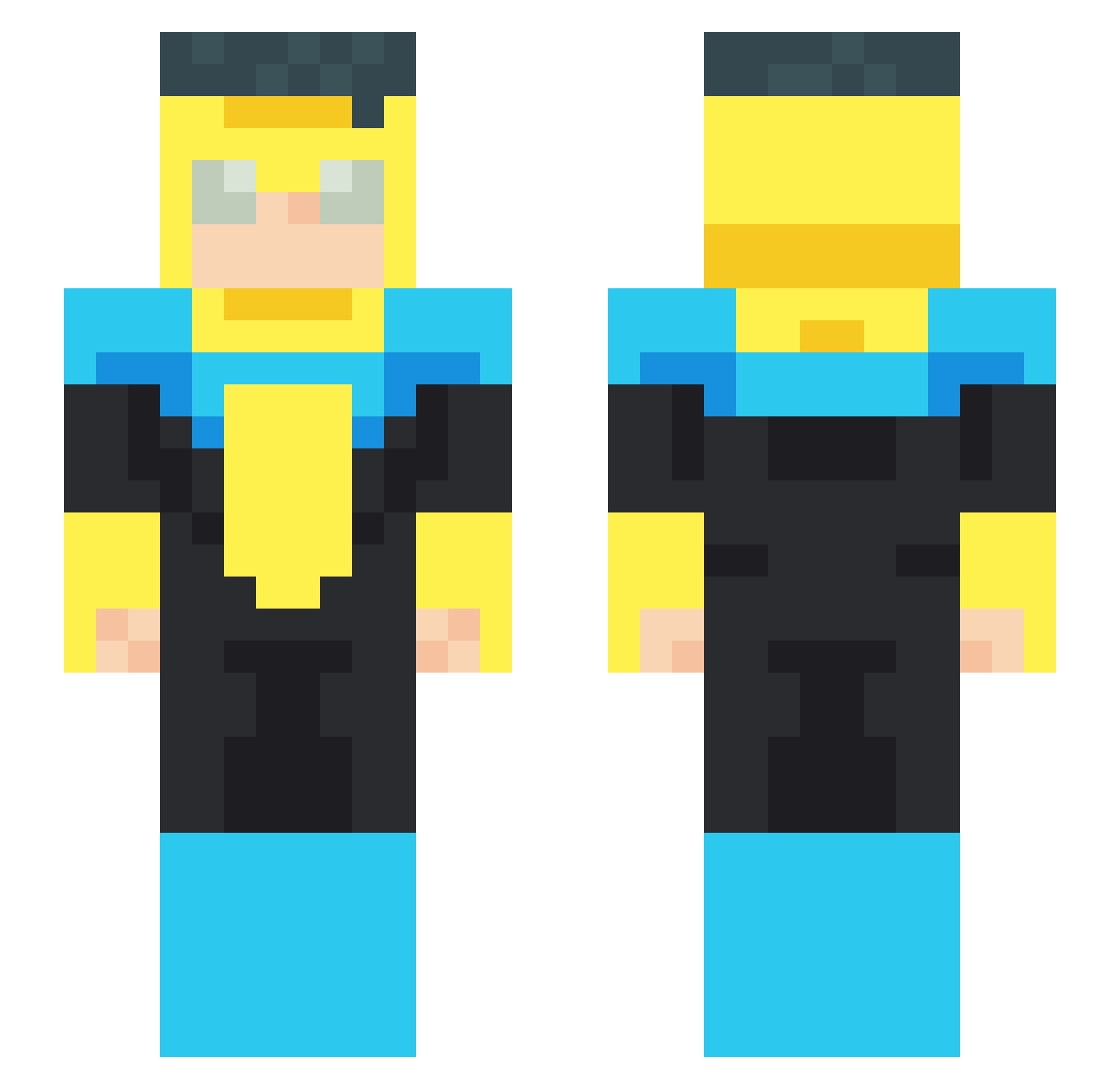 World6400 Minecraft skin, front and back view