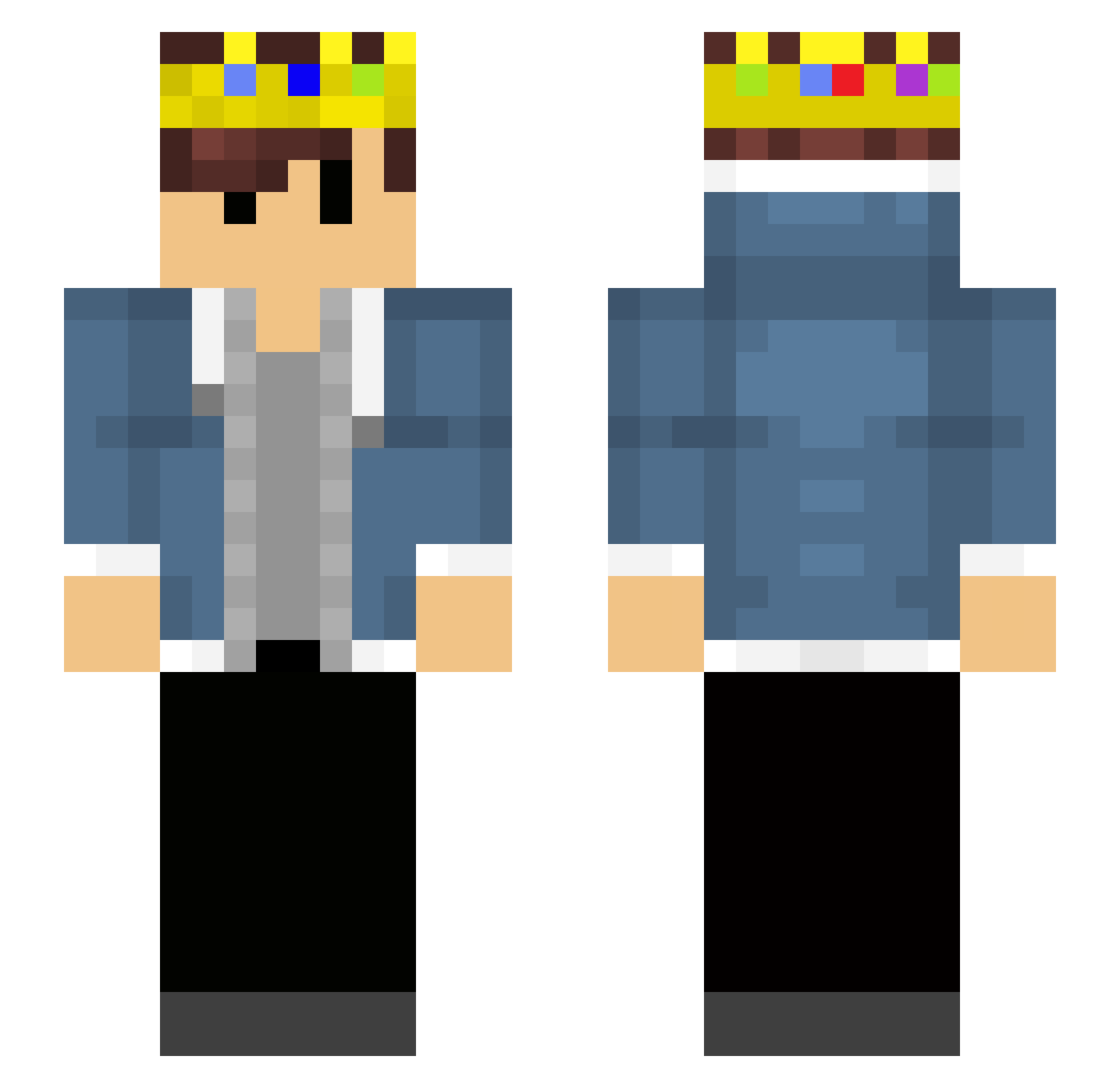resilty Minecraft skin, front and back view
