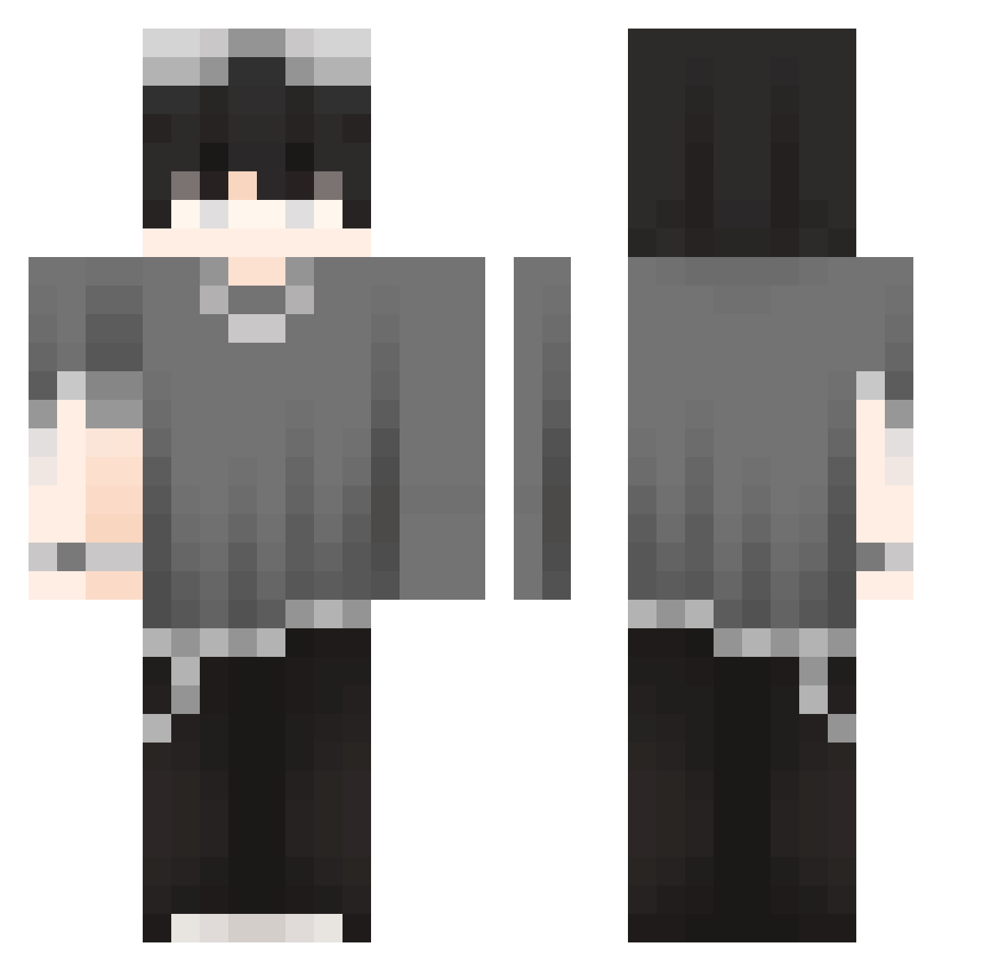 L_sEeeHE Minecraft skin, front and back view