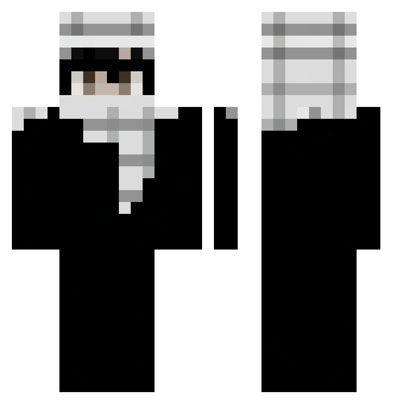 Glitch786 Minecraft skin, front and back view