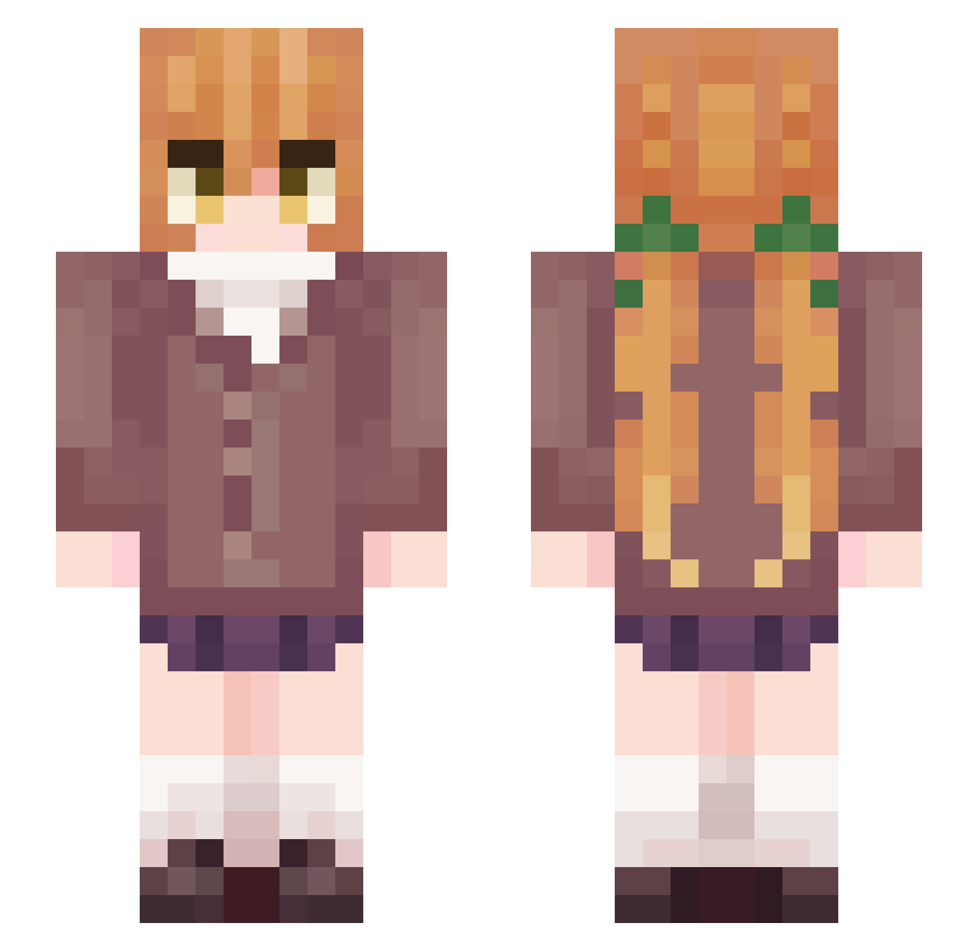 rraqs Minecraft skin, front and back view