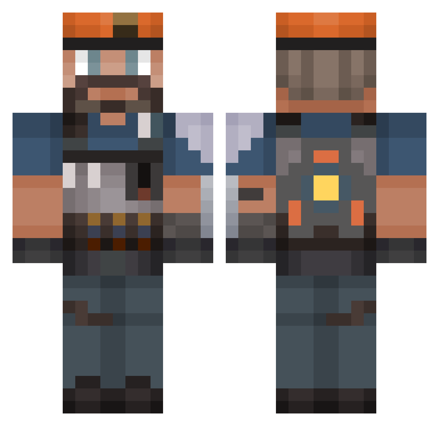 Hatzvee Minecraft skin, front and back view