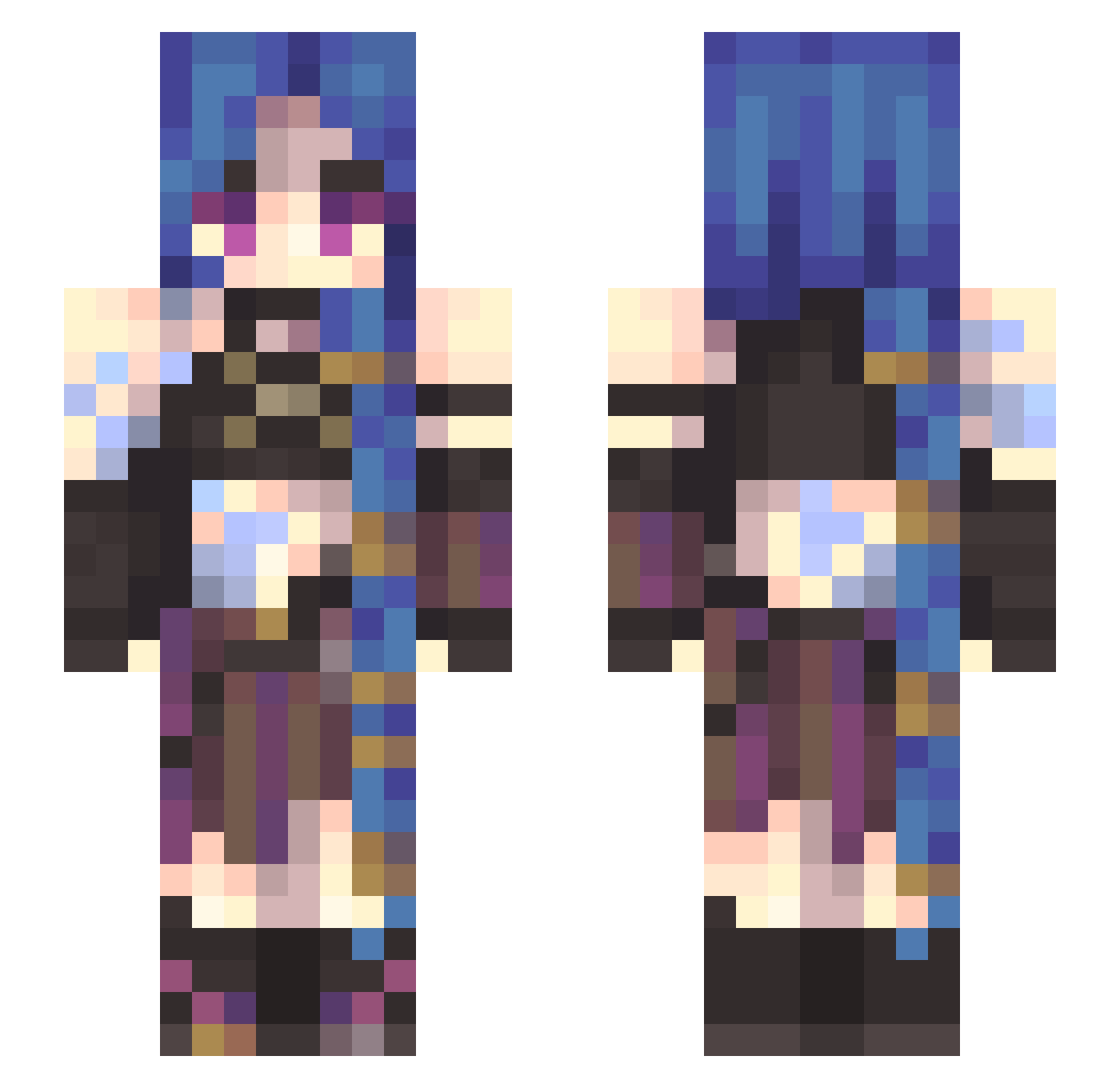 BonaMist Minecraft skin, front and back view