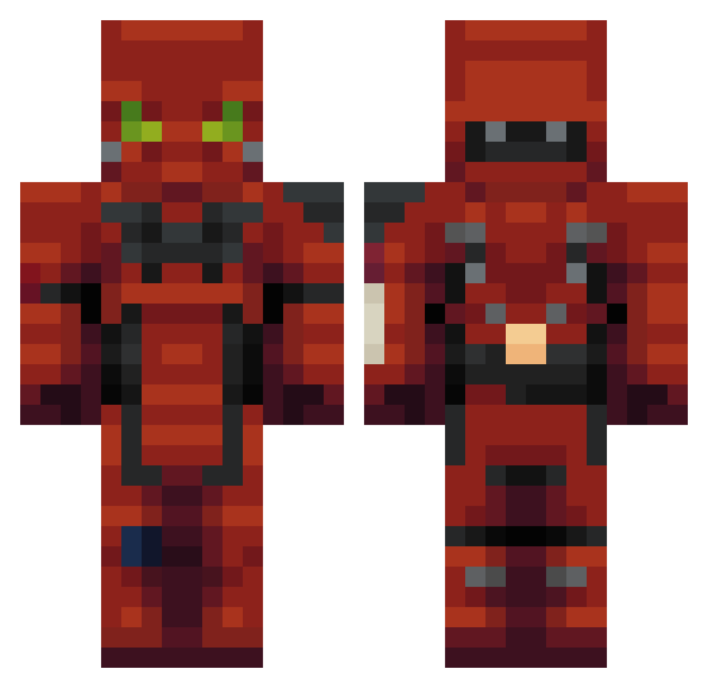 TrashPandaING Minecraft skin, front and back view